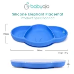 Babyqlo Silicone Elephant Placemat / Piring Makan Anak Pisah Silikon Tahan Panas BQ PL8007 - Image 2