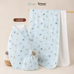 Paket Hemat Bundling | Babyqlo Louie Tencel Double Layer Blanket - Swaddle & Hat - Image 3