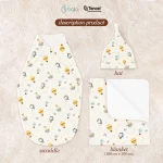 Paket Hemat Bundling | Babyqlo Louie Tencel Double Layer Blanket - Swaddle & Hat - Image 7