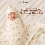 Paket Hemat Bundling | Babyqlo Louie Tencel Double Layer Blanket - Swaddle & Hat