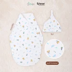 Babyqlo Louie Baby Swaddle & Hat - Bedong Bayi Instant Tencel™ Premium - Image 8