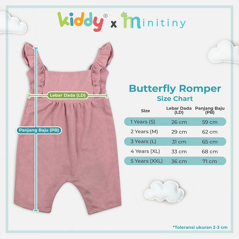 Mini Tiny - Butterfly Kids Romper / Baju Anak Perempuan / Fashion Rompers Lembut Nyaman - Gambar 3